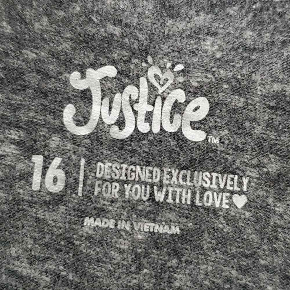 Justice Gray Long Sleeve Tee Shirt Blue Floral Lace Pocket Girls Size 16